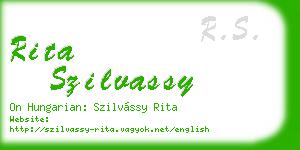 rita szilvassy business card